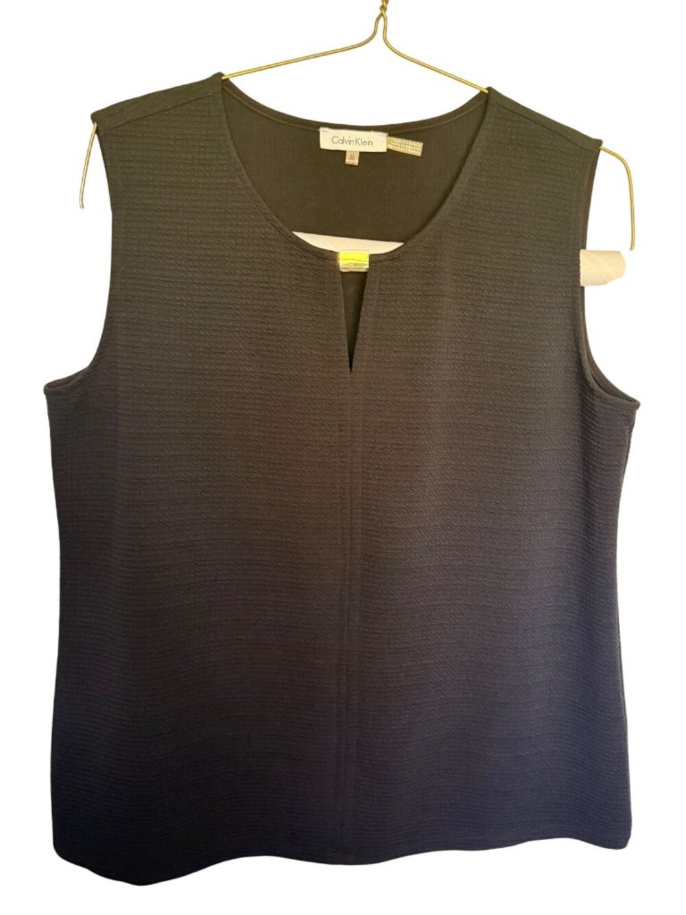 Calvin Klein Tank Top Textured with Gold Bead Black Womans XL